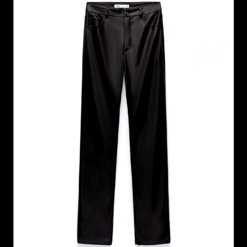 NWT ZARA faux leather flared slim pants